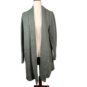 Kerry Traditions Wool Cardigan Sweater Green Shawl Collar Ireland L XL Long